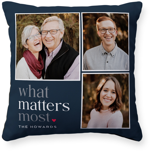 What Matters Most Pillow, Woven, Black, 16x16, Single Sided, Blue