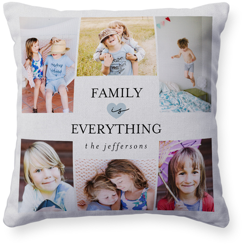 Family Is Everything Pillow, Woven, White, 16x16, Double Sided, Blue