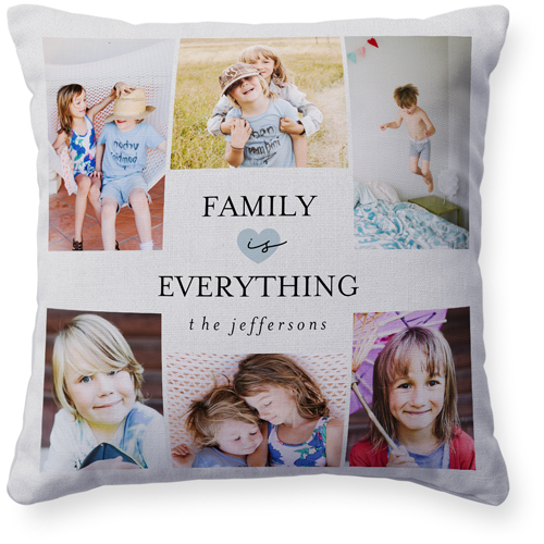 Family Is Everything Pillow, Woven, White, 16x16, Double Sided, Blue, marine layer