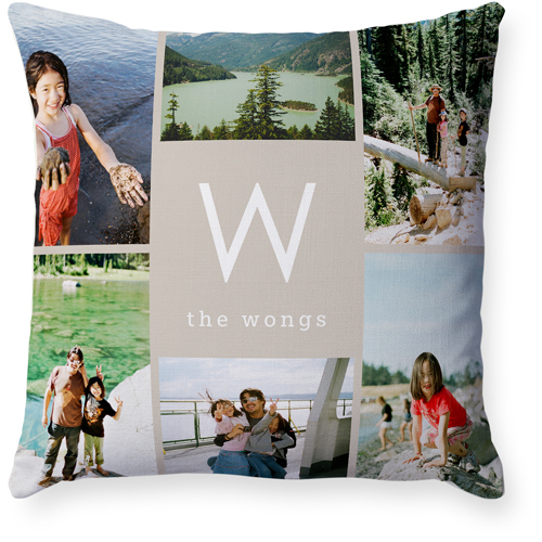 Monogram Gallery Of Six Pillow, Woven, Beige, 18x18, Single Sided, Multicolor