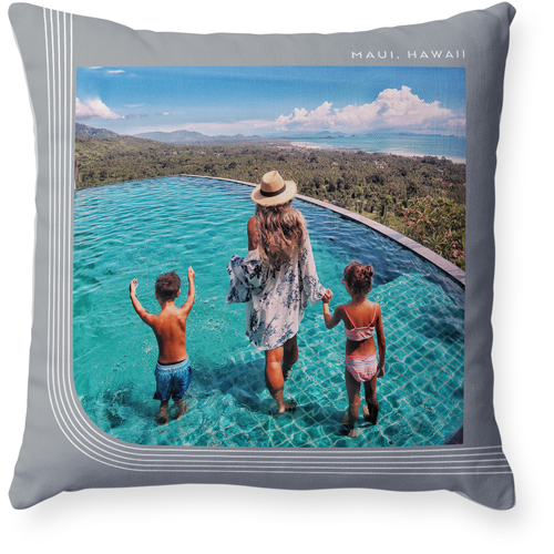 Arch Border Pillow, Woven, White, 18x18, Double Sided, Gray, silver