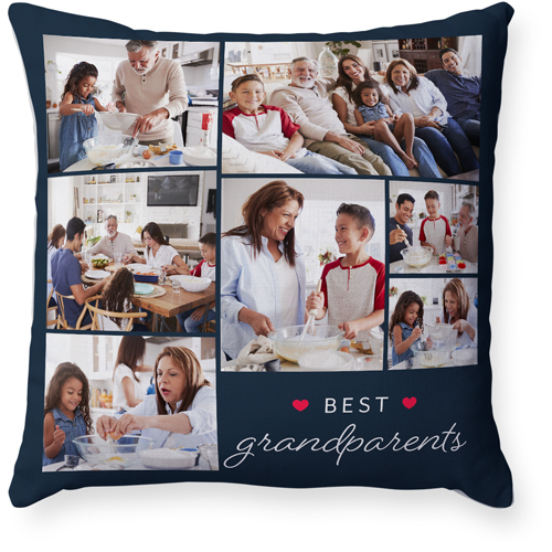 Best Grandparent Memories Pillow, Woven, White, 18x18, Double Sided, Black, silhouette