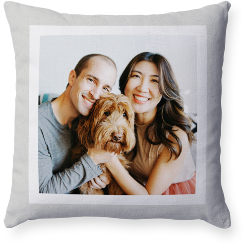 Double Paper Frame Pillow, Woven, White, 18x18, Double Sided, Gray