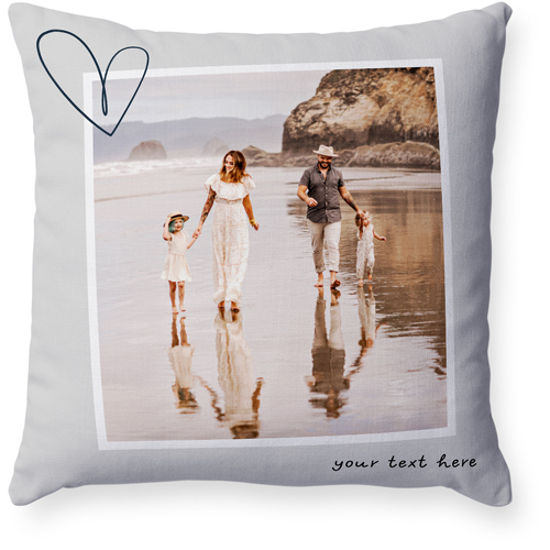Minimalist Heart Film Pillow, Woven, White, 18x18, Double Sided, Black