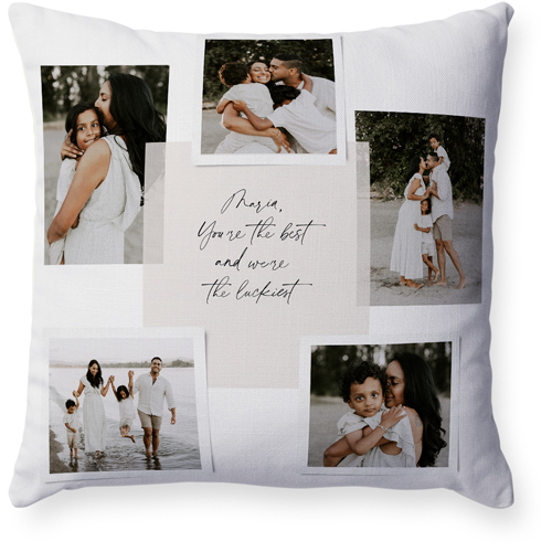 Handwritten Note Collage Pillow, Woven, Beige, 18x18, Single Sided, White, white