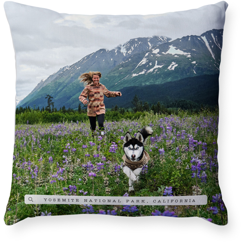 Travel Banner Pillow, Woven, White, 18x18, Double Sided, White, white