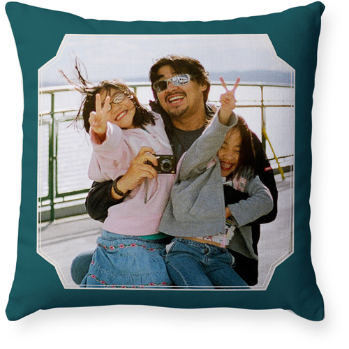 Unique Shape Pillow, Woven, Beige, 18x18, Single Sided, Blue, peacock