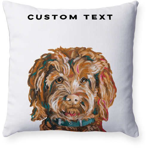 Goldendoodle Custom Text Pillow, Woven, White, 18x18, Double Sided, Multicolor