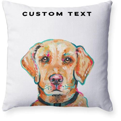 Yellow Lab Custom Text Pillow, Woven, White, 18x18, Double Sided, Multicolor