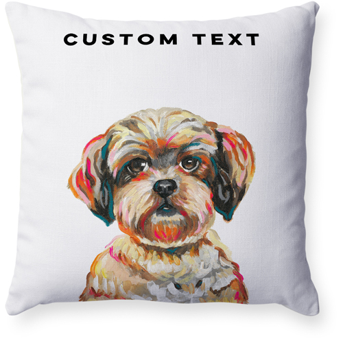 Shih Tzu Custom Text Pillow, Woven, Beige, 18x18, Single Sided, Multicolor