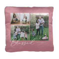 blessed collage script pillow