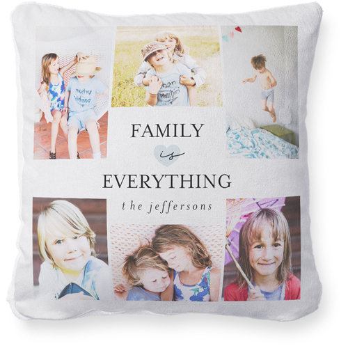 Family Is Everything Pillow, Plush, White, 18x18, Single Sided, Blue