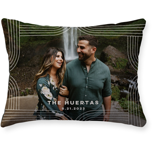 Modern Arch Border Pillow, Woven, Black, 12x16, Single Sided, Beige, antique white