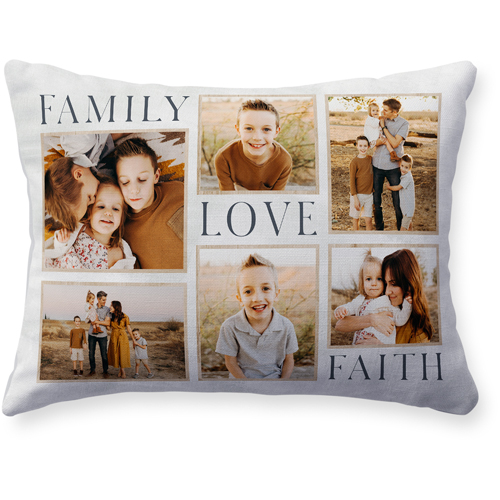 Rustic Family Sentiments Pillow, Woven, White, 12x16, Double Sided, Beige