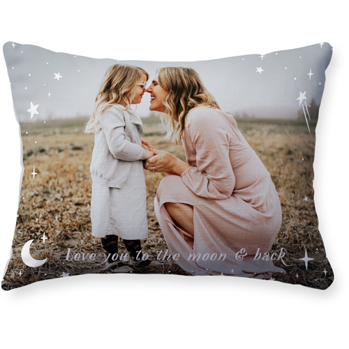 Moon And Stars Overlay Pillow, Woven, White, 12x16, Double Sided, White