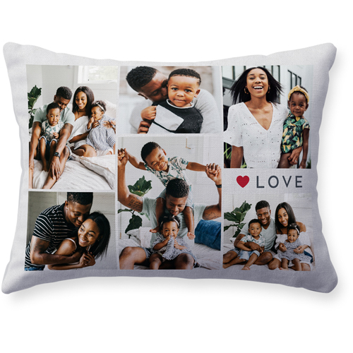 Modern Love Collage Pillow, Woven, White, 12x16, Double Sided, Red, cabernet