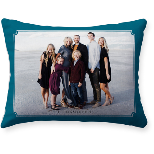 Hand Drawn Frame Pillow, Woven, White, 12x16, Double Sided, Blue