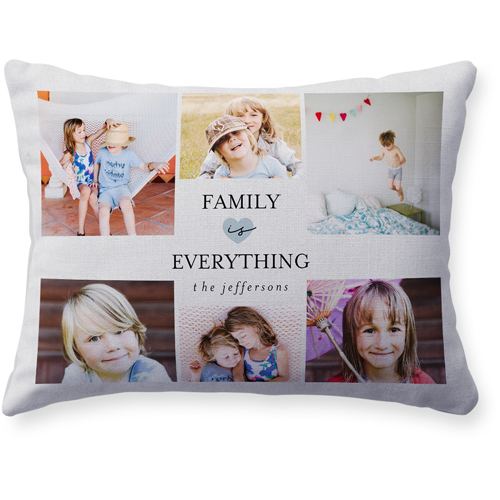 Family Is Everything Pillow, Woven, White, 12x16, Double Sided, Blue, marine layer