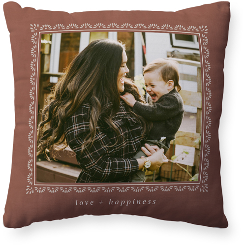 Boho Border Pillow, Woven, Beige, 20x20, Single Sided, Brown