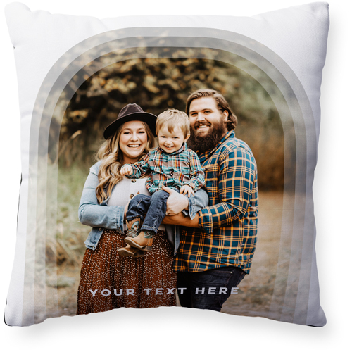 Beveled Arch Pillow, Woven, Black, 20x20, Single Sided, White, white