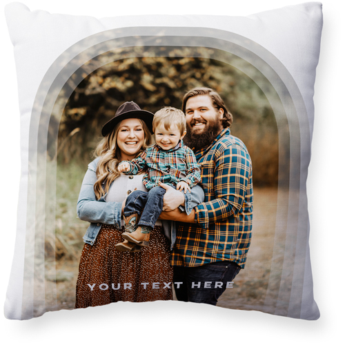 Beveled Arch Pillow, Woven, Beige, 20x20, Single Sided, White, white