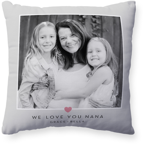 Classic Heart Frame Pillow, Woven, Beige, 20x20, Single Sided, Pink