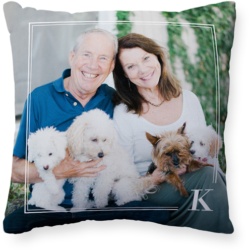 Classic Keyline Monogram Pillow, Woven, Beige, 20x20, Single Sided, White, white