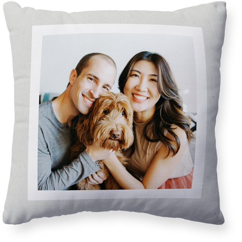 Double Paper Frame Pillow, Woven, White, 20x20, Double Sided, Gray
