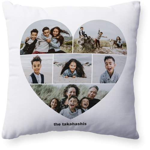 Modern Collage Heart Pillow, Woven, Beige, 20x20, Single Sided, White, white