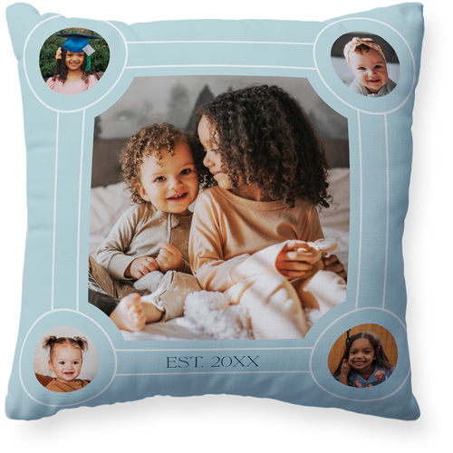 Vintage Family Tree Pillow, Woven, White, 20x20, Double Sided, Blue, oasis