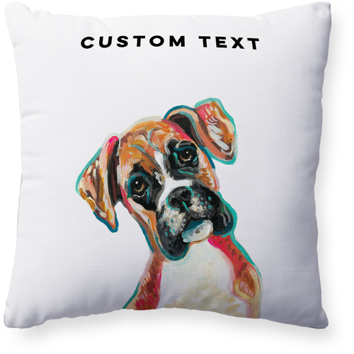 Boxer Custom Text Pillow, Woven, White, 20x20, Double Sided, Multicolor