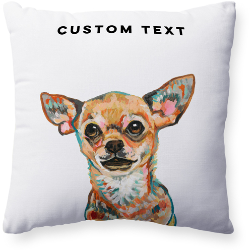 Chihuahua Custom Text Pillow, Woven, Beige, 20x20, Single Sided, Multicolor