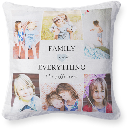 Family Is Everything Pillow, Plush, White, 20x20, Single Sided, Blue