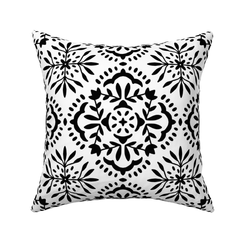 Southern At Heart - Black and White Pillow, Woven, Beige, 16x16, Single Sided, Black, Black