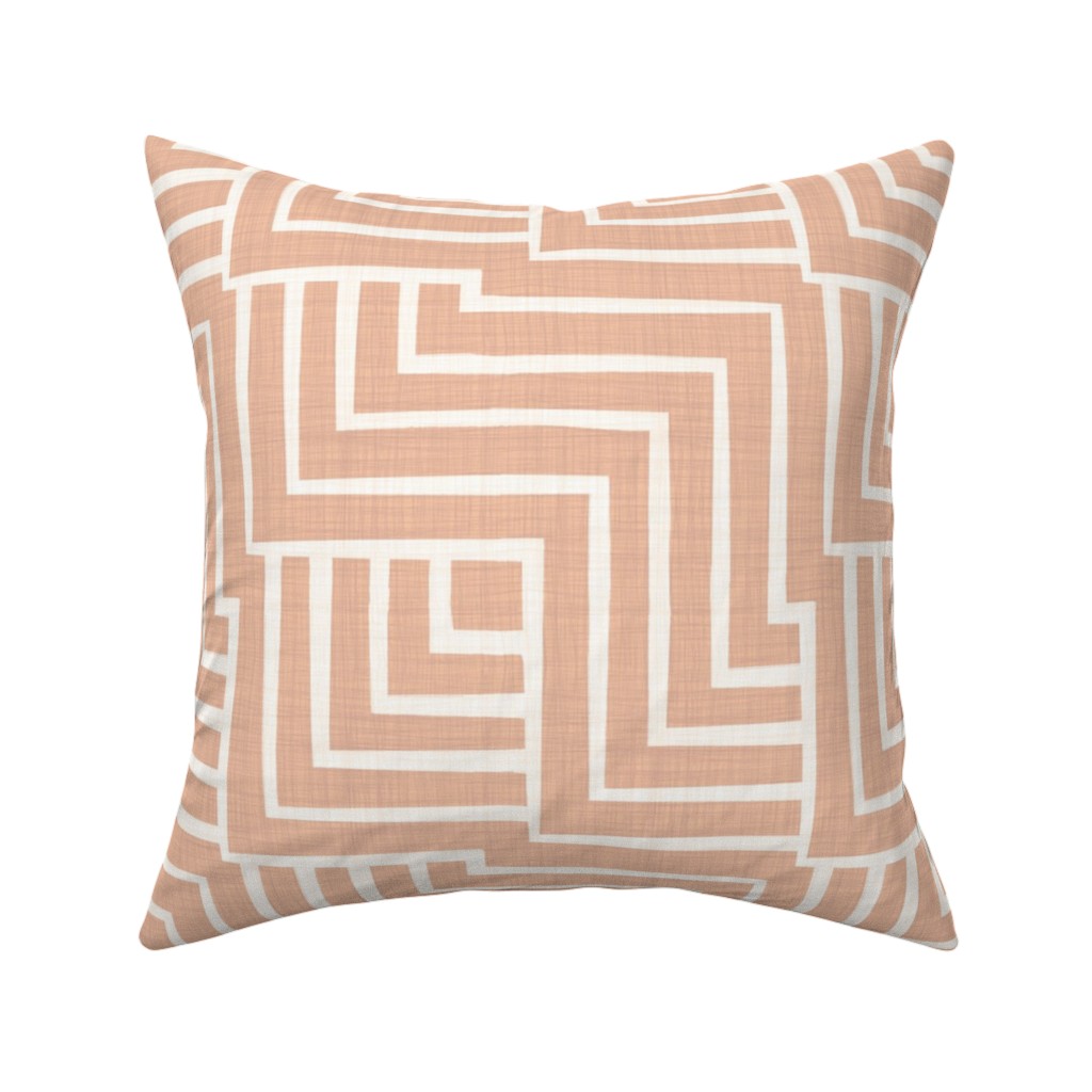 Square Angles - Pink Pillow, Woven, Beige, 16x16, Single Sided, Pink