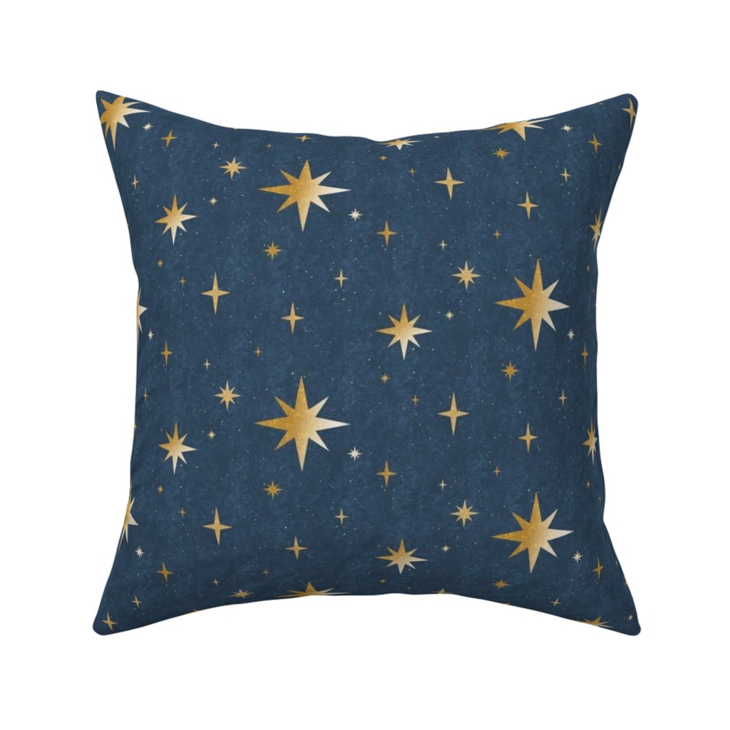 Art Deco Starbursts - Blue Pillow, Woven, Beige, 16x16, Single Sided, Blue