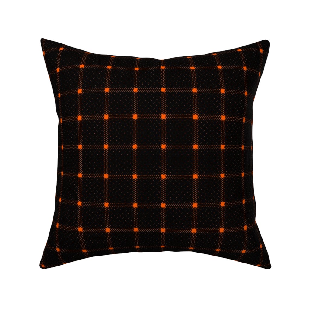 Gridded Plaid Pillow, Woven, Beige, 16x16, Single Sided, Black