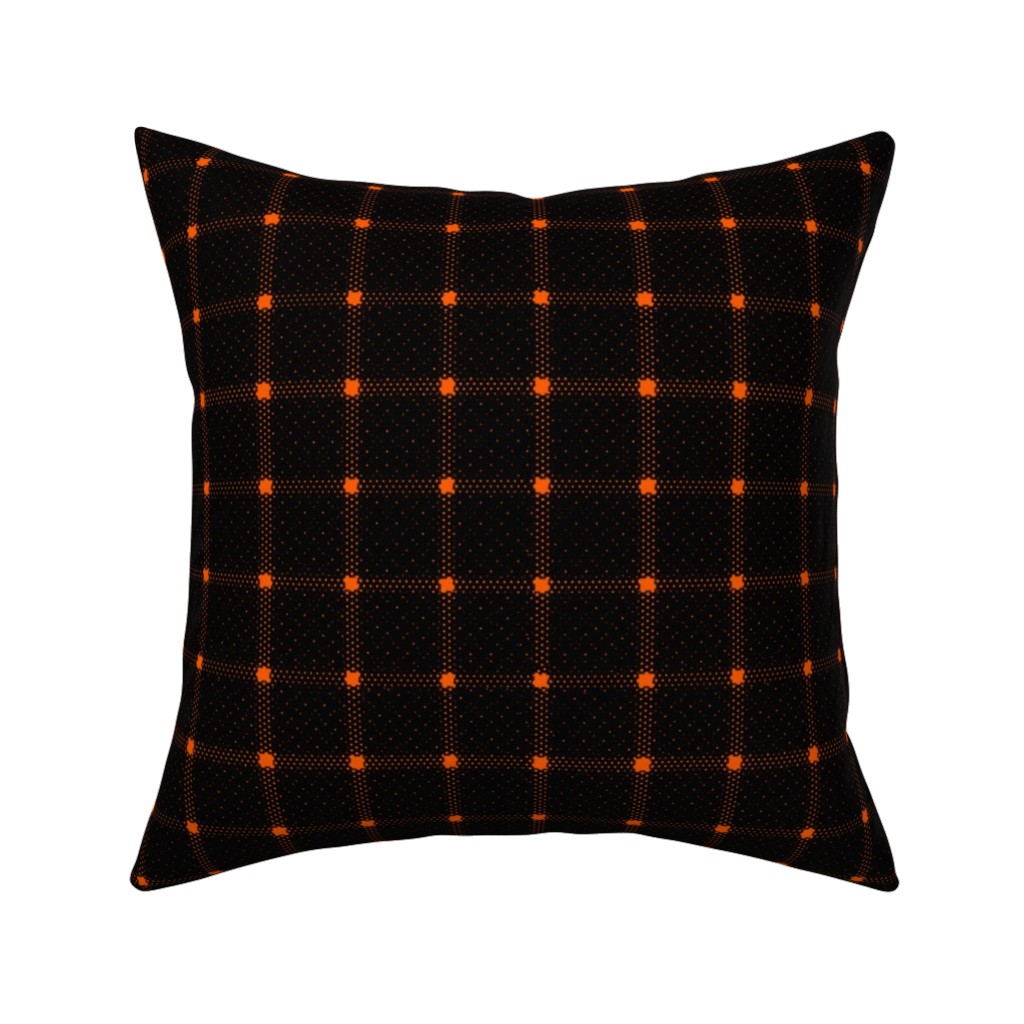Gridded Plaid Pillow, Woven, Beige, 16x16, Single Sided, Black, Black