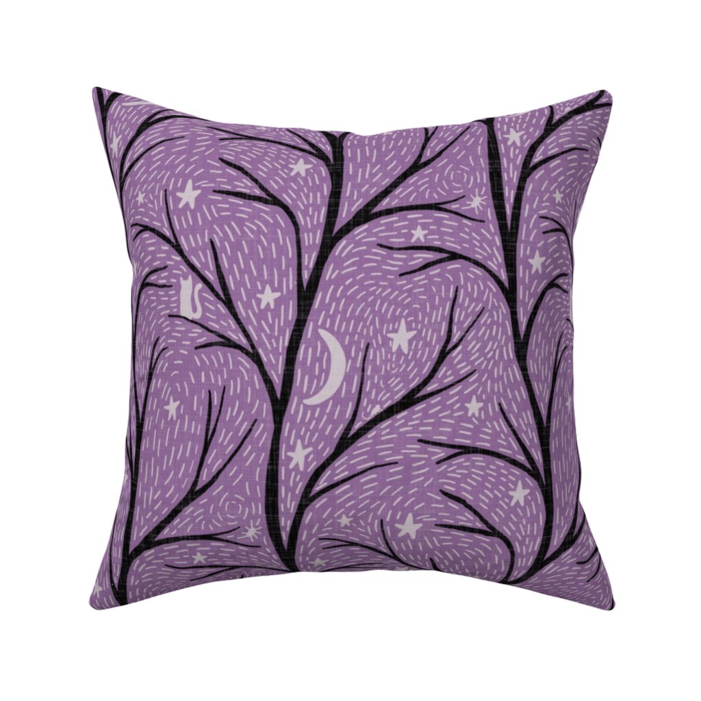 Spooky Night - Purple Pillow, Woven, Beige, 16x16, Single Sided, Purple
