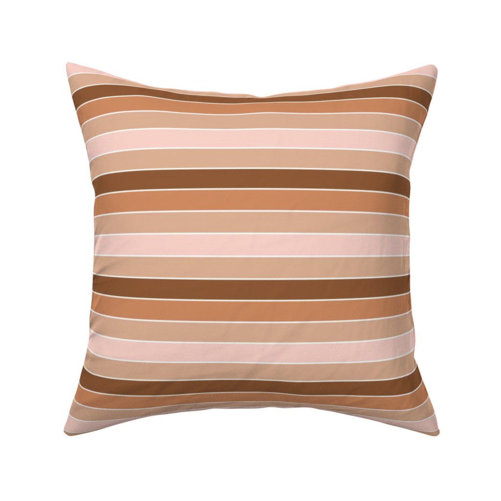 Candy Stripes - Warm Pillow, Woven, Beige, 16x16, Single Sided, Pink