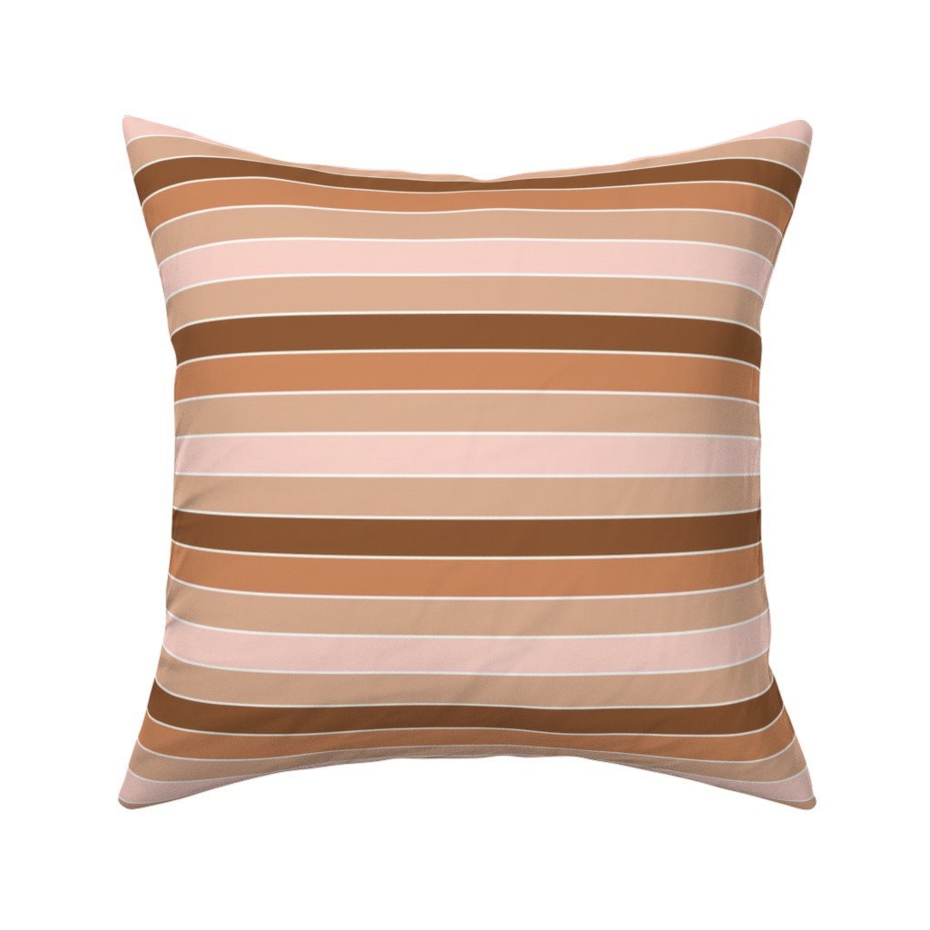 Candy Stripes - Warm Pillow, Woven, Beige, 16x16, Single Sided, Pink, Bright Pink