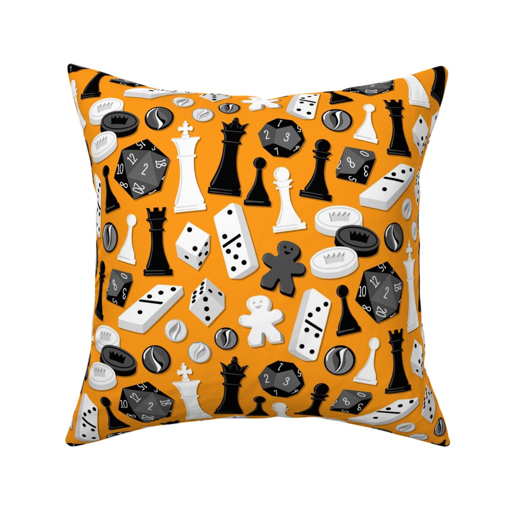 Game on Pillow, Woven, Beige, 16x16, Single Sided, Orange