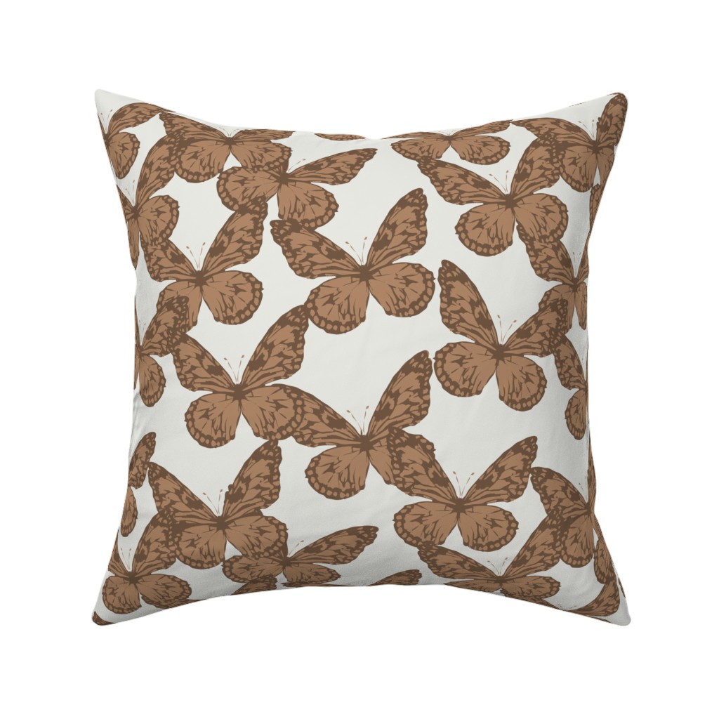 Butterfly Pillow, Woven, Beige, 16x16, Single Sided, Brown, Clove