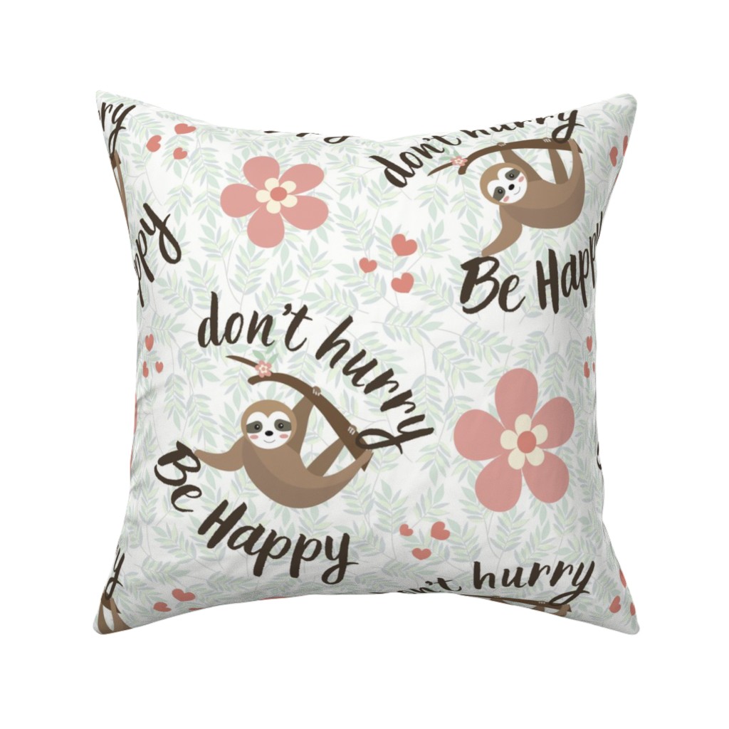 Don't Hurry Be Happy - Beige & Brown Pillow, Woven, Beige, 16x16, Single Sided, Beige