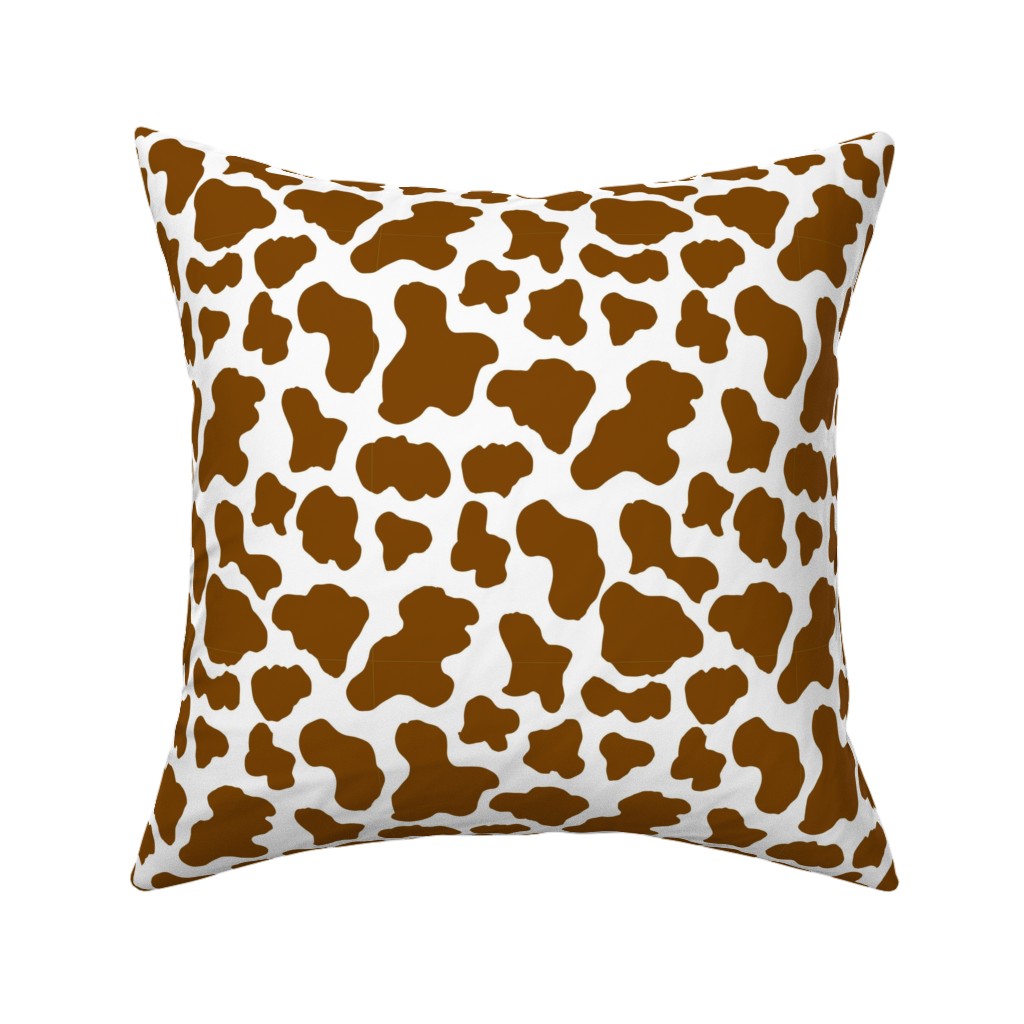 Cow Print Pillow, Woven, Beige, 16x16, Single Sided, Brown, Deep Chocolate