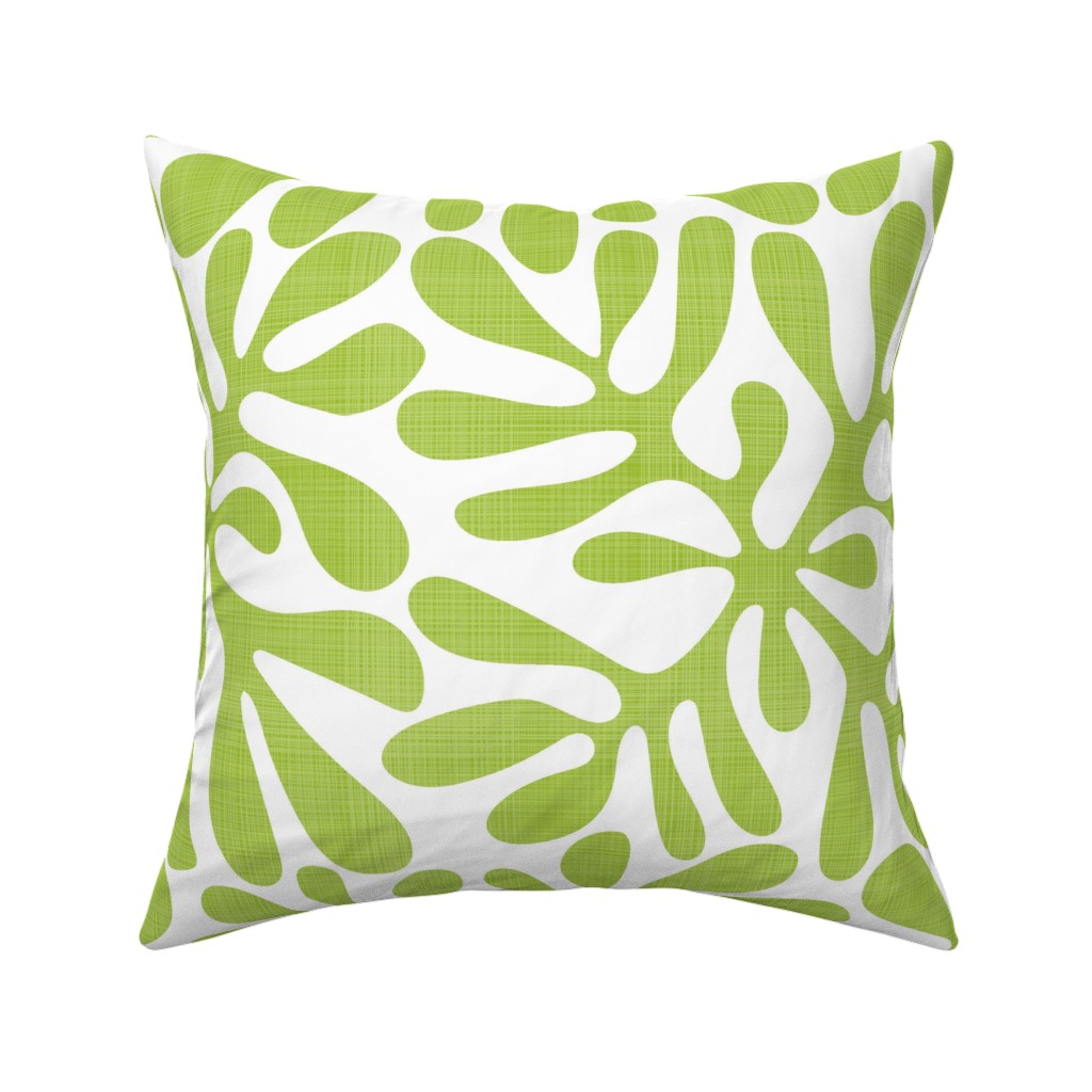 Block Print Texture Pillow, Woven, Beige, 16x16, Single Sided, Green, Mojito