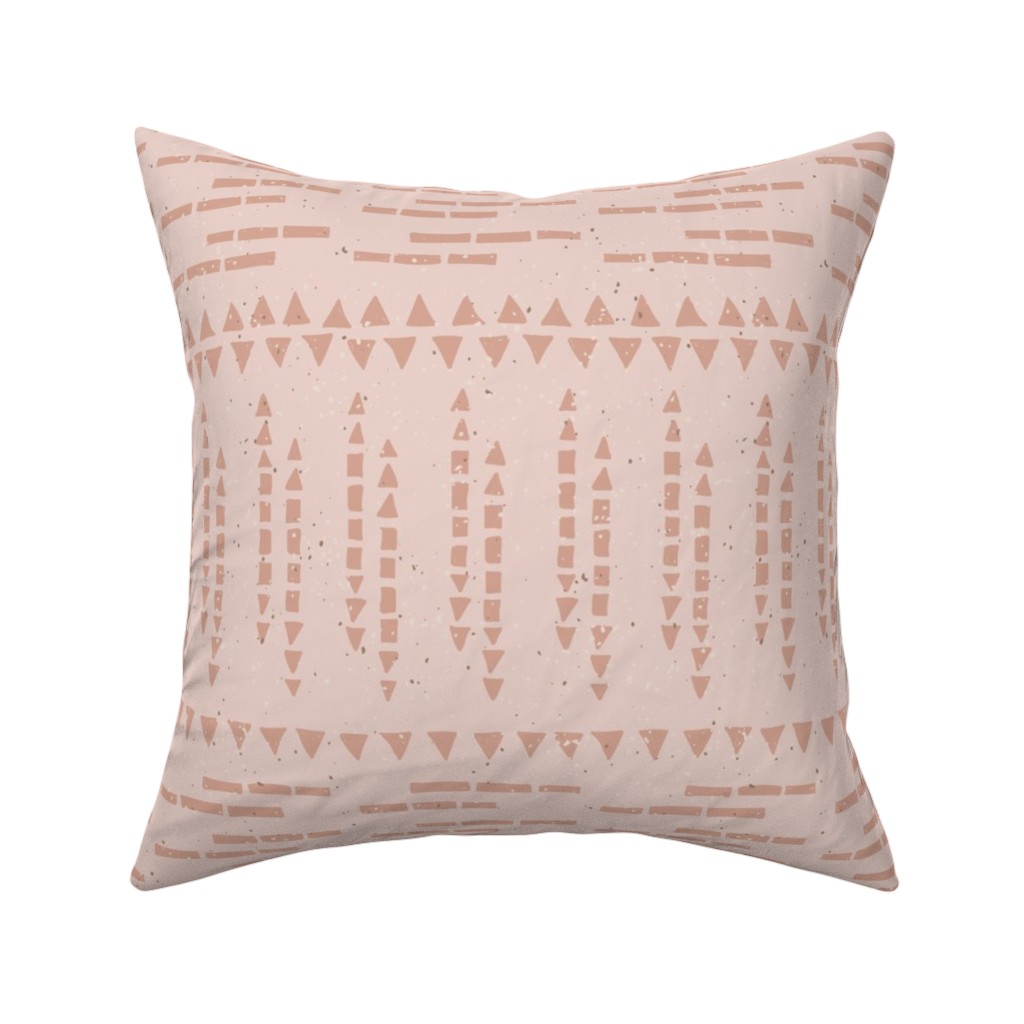 Boho Tribal Dashed Geometric - Pink Pillow, Woven, Beige, 16x16, Single Sided, Pink, Bright Pink