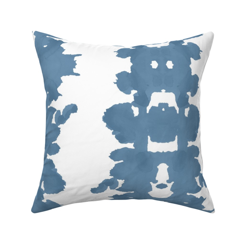 Double Inkblot - Blue Pillow, Woven, Beige, 16x16, Single Sided, Blue