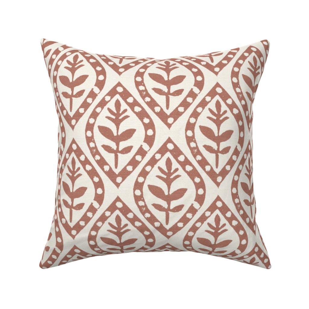 Molly's Print - Terracotta Pillow, Woven, Beige, 16x16, Single Sided, Brown