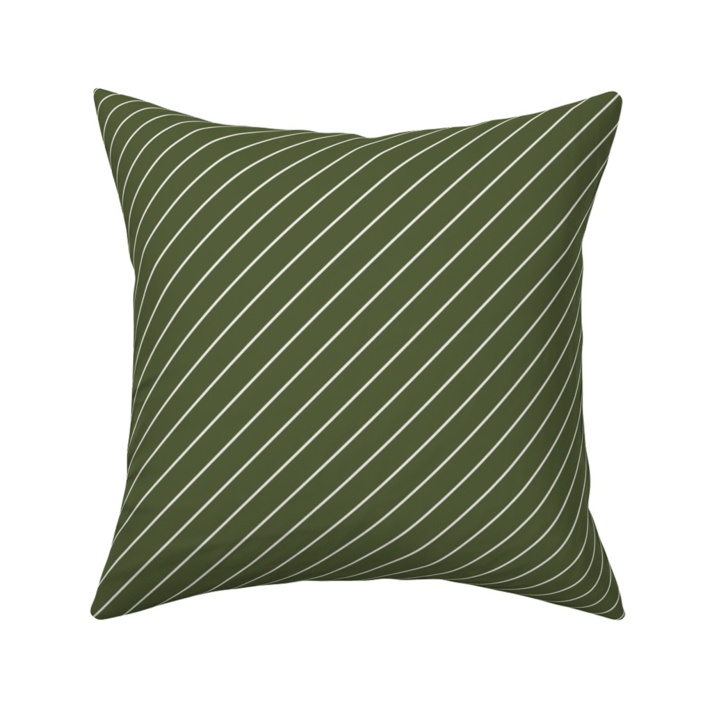 Diagonal Stripes - Pine Green Pillow, Woven, Beige, 16x16, Single Sided, Green, Classic Green